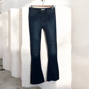 Free people Dark Wash Flare bell bottom button Jeans 24